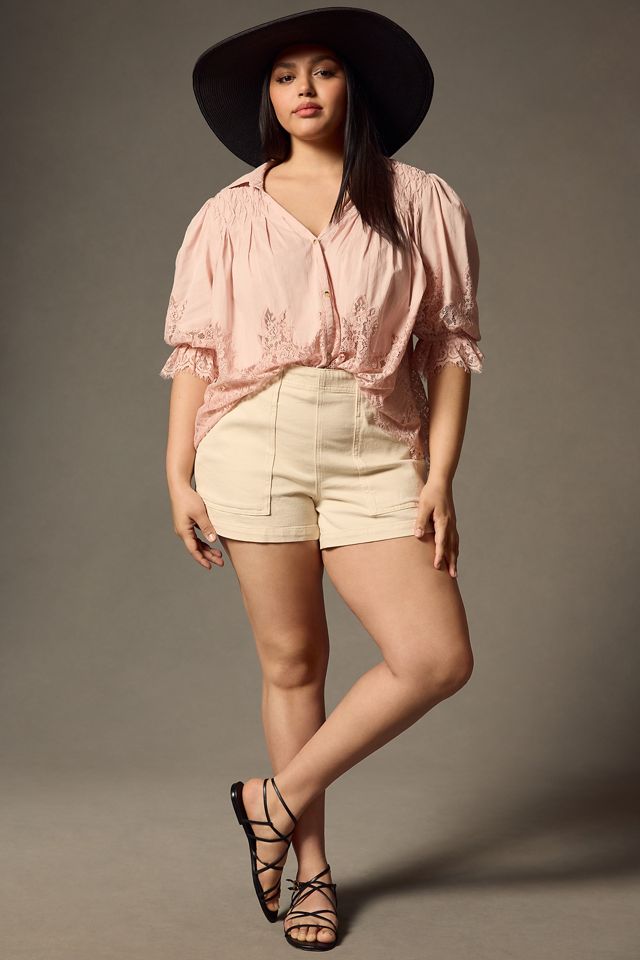 By Anthropologie Victorian Sheer-Lace Blouse #7