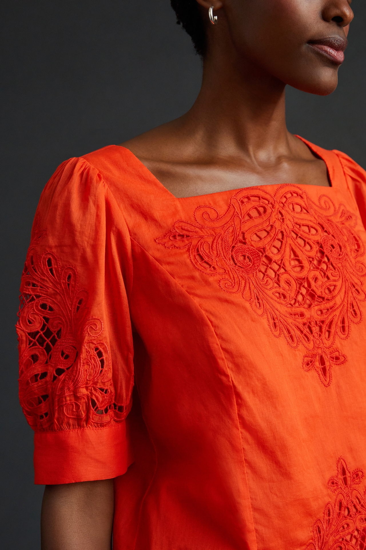 By Anthropologie Short-Sleeve Cutwork Blouse