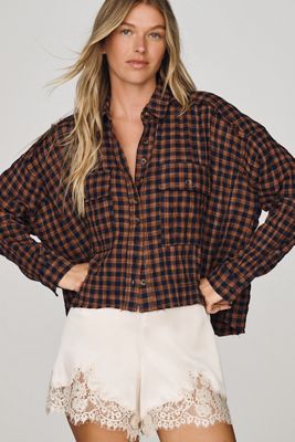 Pilcro Cropped Plaid Shirt