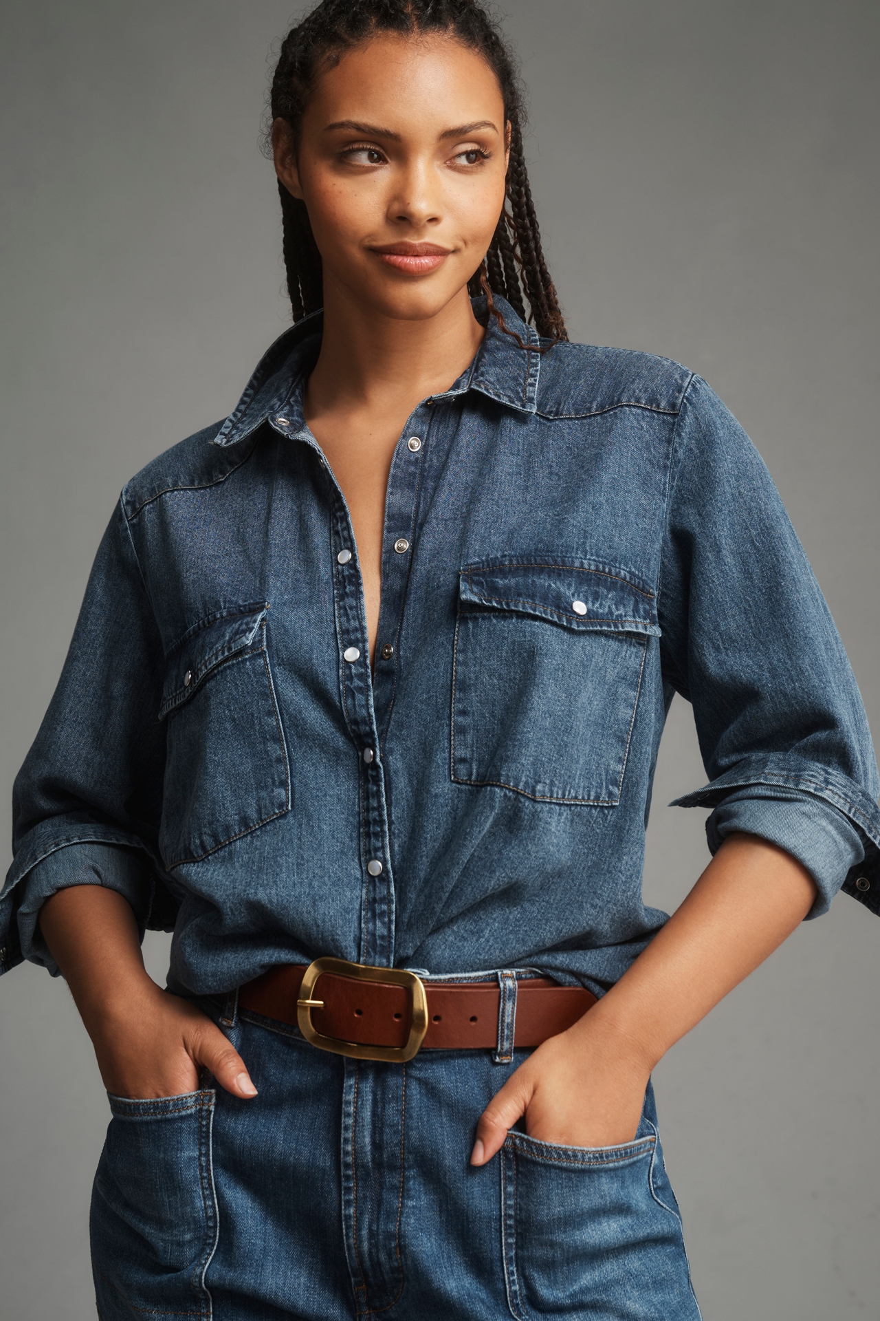 The Dannie Classic Denim Shirt by Pilcro ​