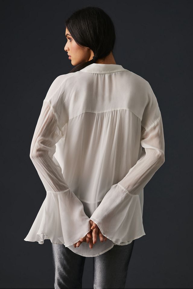 By Anthropologie Ruffle-Front Buttondown Shirt #2