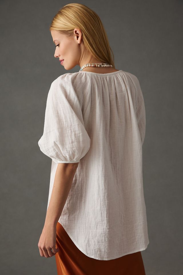 Pilcro Puff-Sleeve Gauze Blouse #3