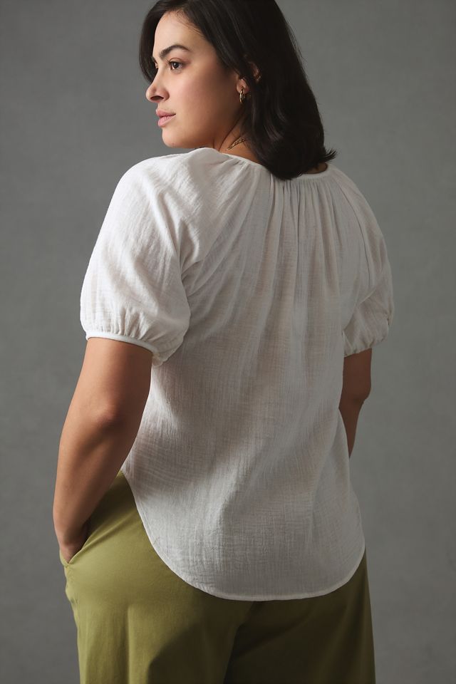 Pilcro Puff-Sleeve Gauze Blouse #6