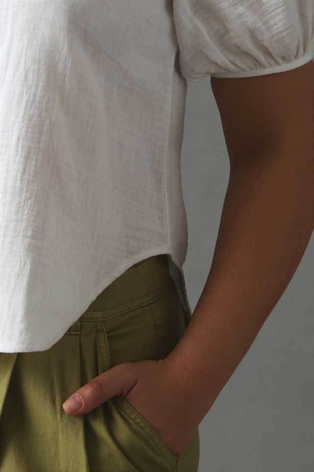 Pilcro Puff-Sleeve Gauze Blouse #8