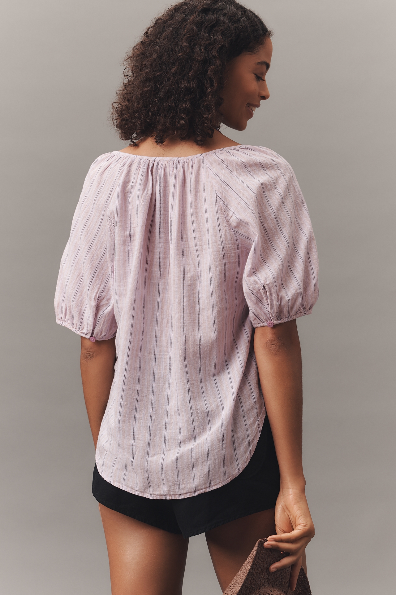 Pilcro Puff-Sleeve Gauze Blouse