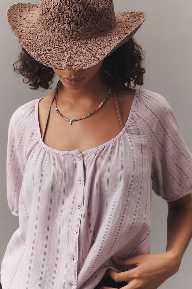 Pilcro Puff-Sleeve Gauze Blouse #3