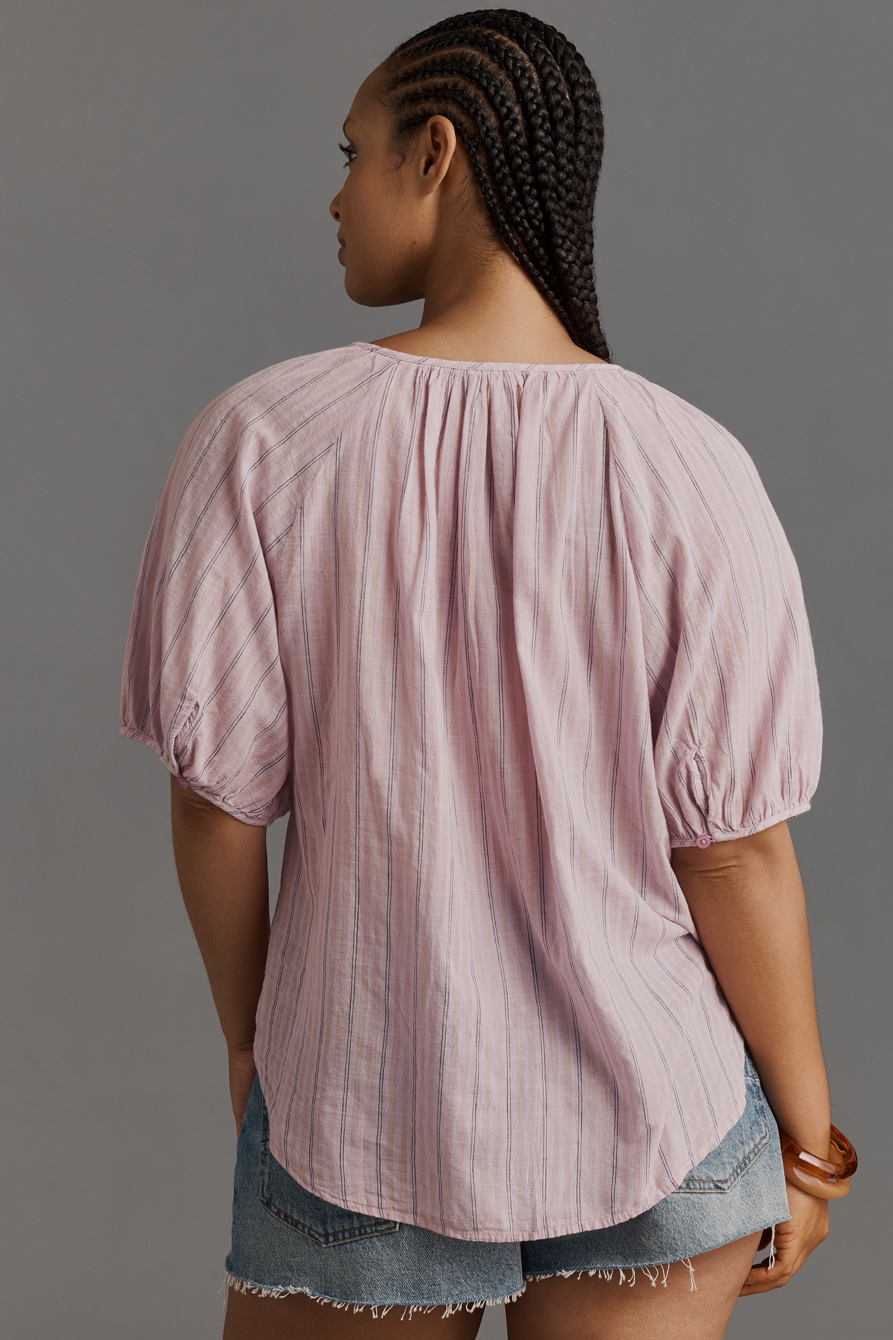Pilcro Puff-Sleeve Gauze Blouse