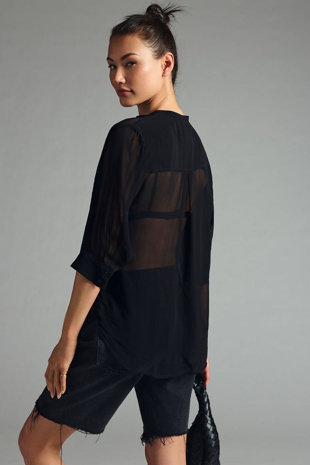 Maeve Ruffle-Front Buttondown Shirt #1