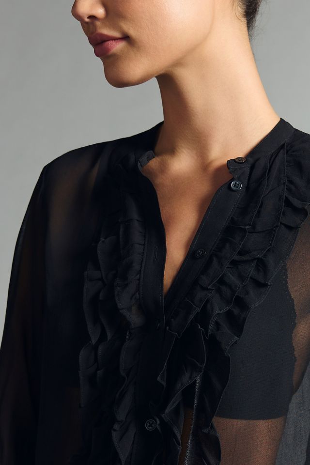 Maeve Ruffle-Front Buttondown Shirt #2