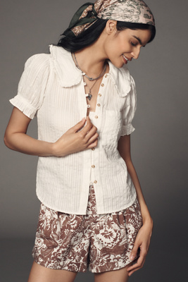 Pilcro Puff-sleeve Blouse In White