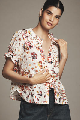 The Keira Collared Button-Front Blouse by Pilcro product page