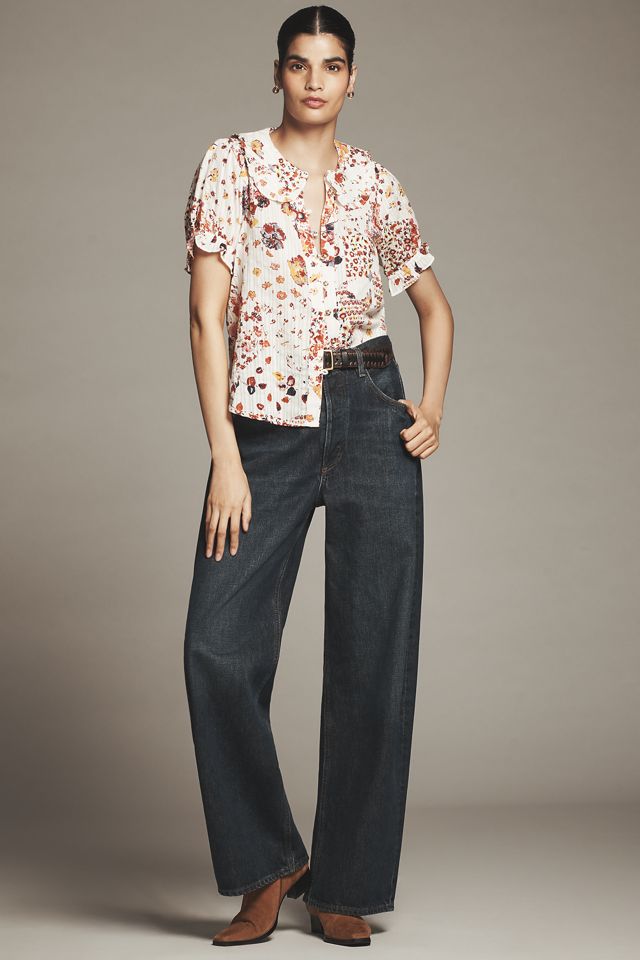 Keira Collared Button-Front Blouse by Pilcro