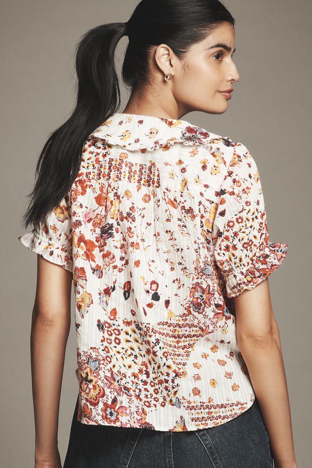Keira Collared Button-Front Blouse by Pilcro