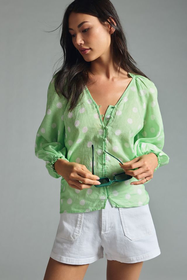 The Audie Linen Puff-Sleeve Blouse #4