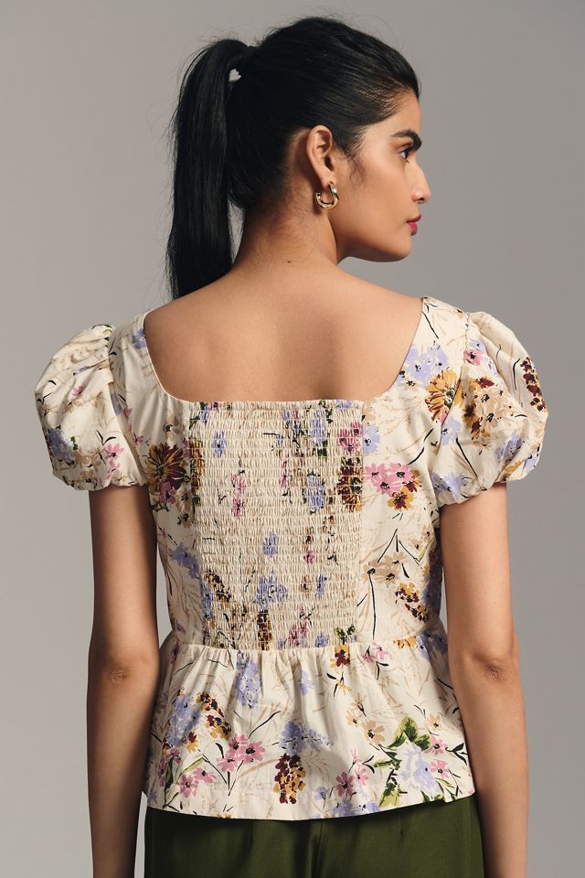 By Anthropologie Puff-Sleeve Peplum Top #2