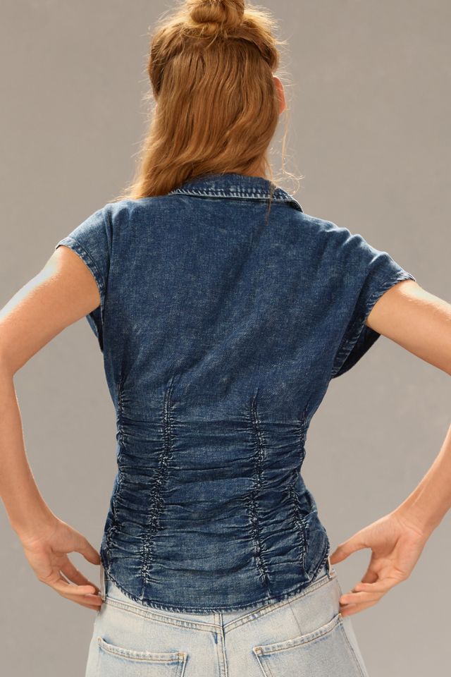 Pilcro Ruched Denim Blouse #1