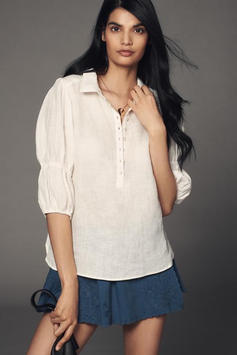 The Tallulah Double Puff-Sleeve Blouse by Pilcro