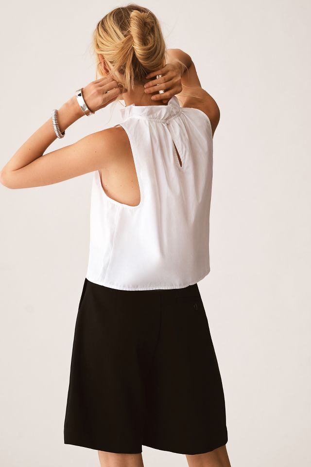 Maeve Poplin Ruffle-Neck Halter Tank #1
