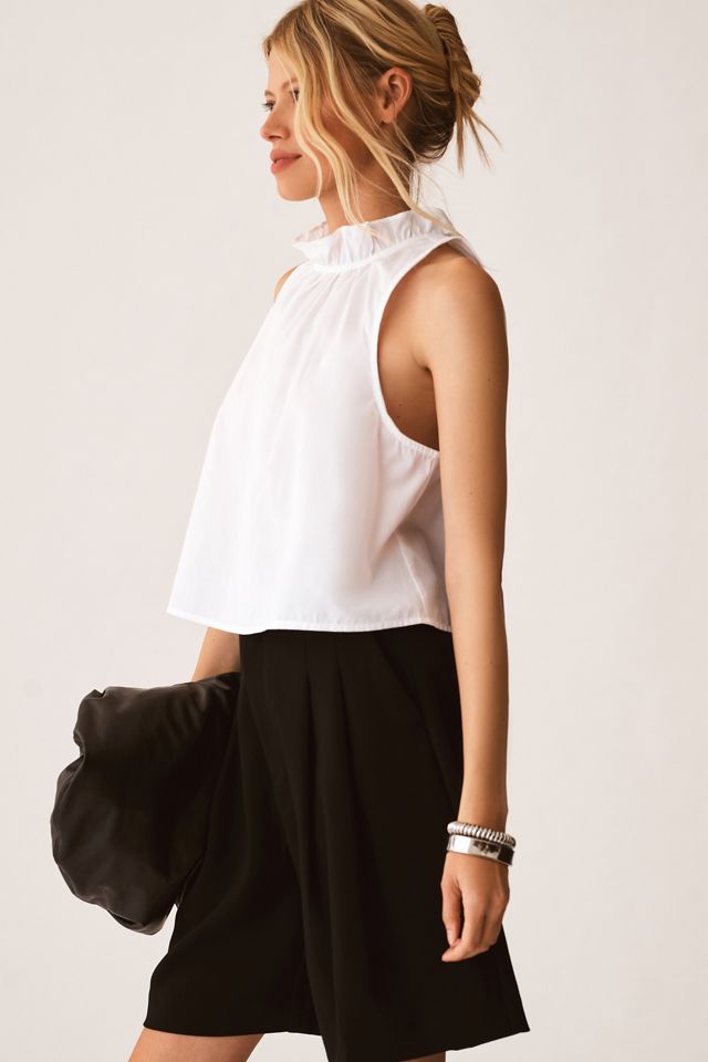 Maeve Poplin Ruffle-Neck Halter Tank #2
