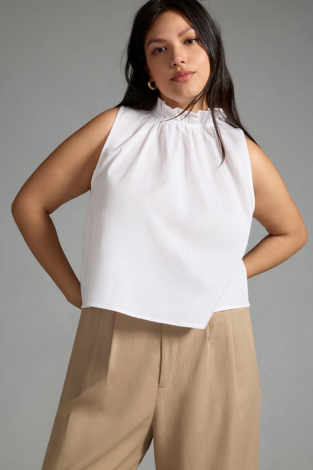 Maeve Poplin Ruffle-Neck Halter Tank #7