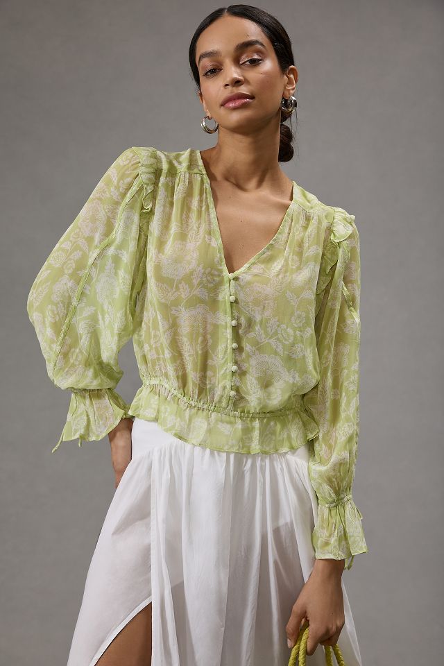 By Anthropologie Sheer Dolman-Sleeve Blouse