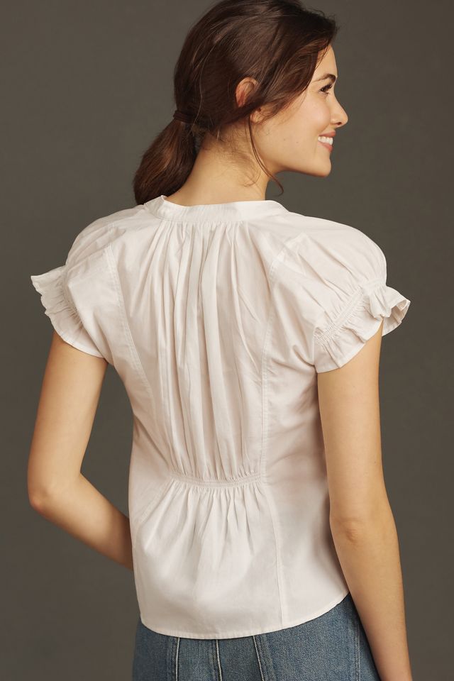 The Tatum Flutter-Sleeve Blouse by Pilcro: Poplin Edition #4
