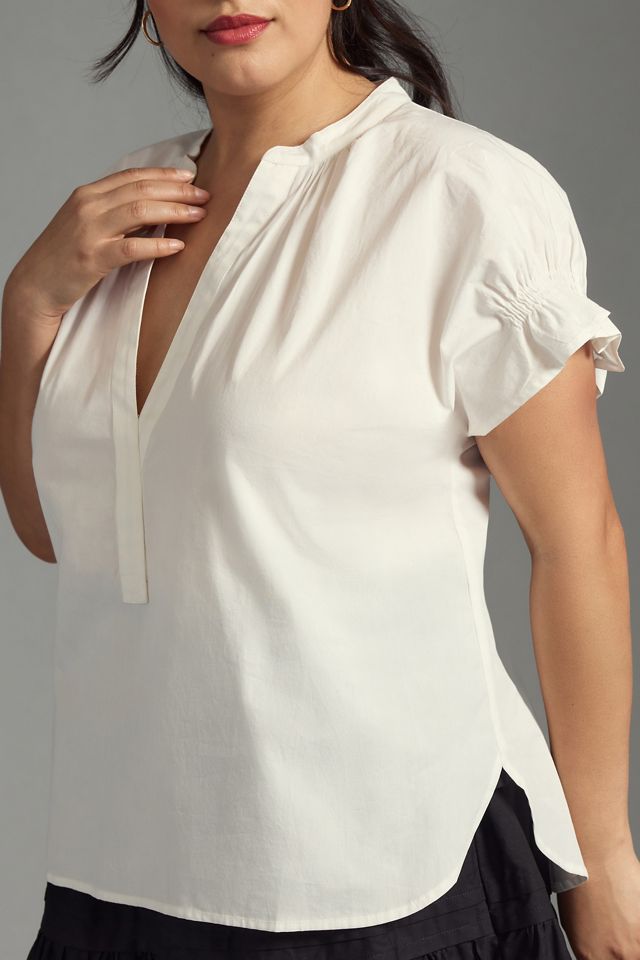 The Tatum Flutter-Sleeve Blouse by Pilcro: Poplin Edition #2