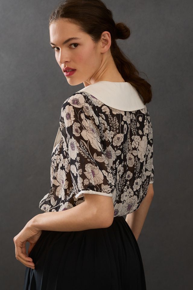Maeve Collared Sheer Buttondown Blouse #1