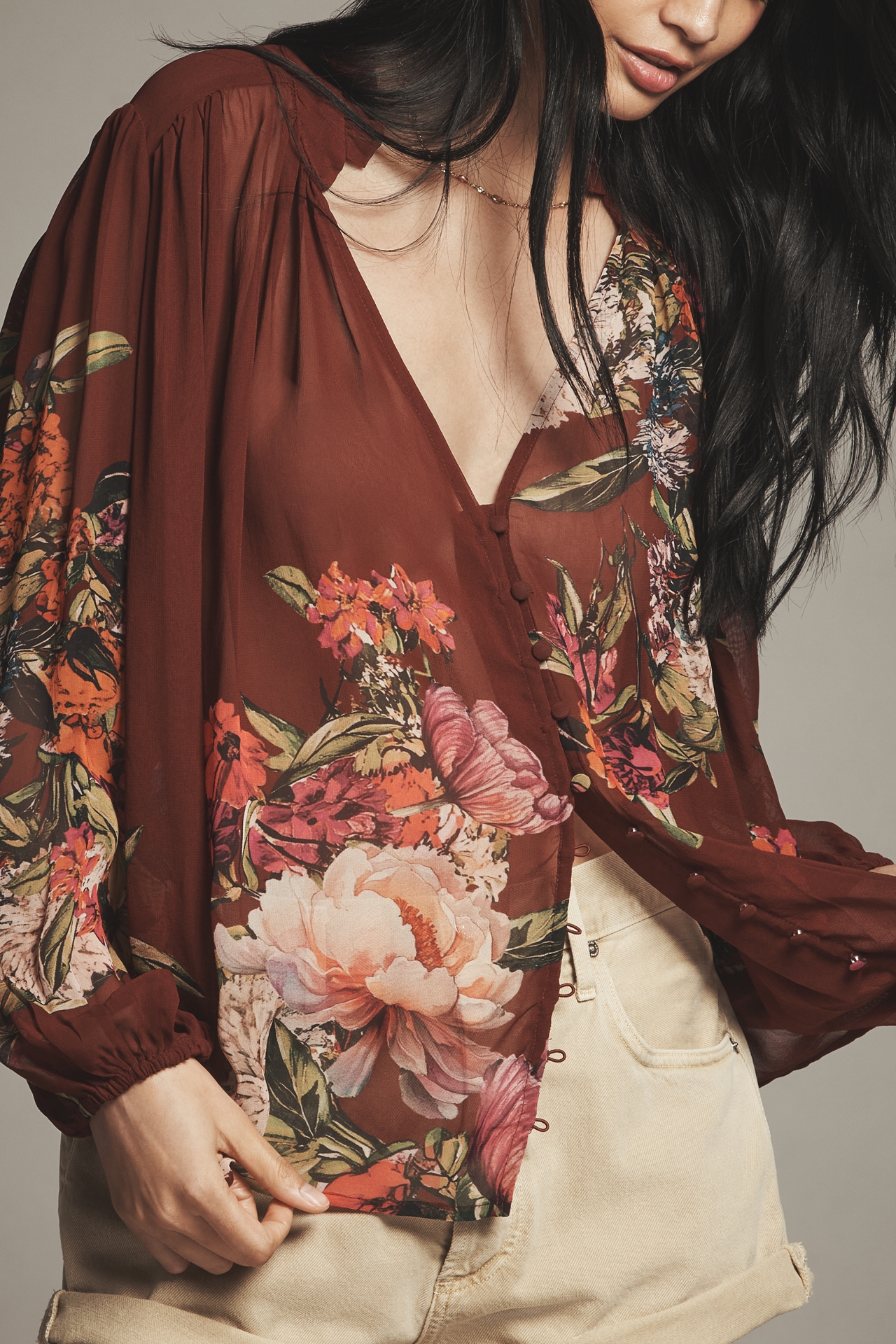 The Estela Sheer Printed Blouse