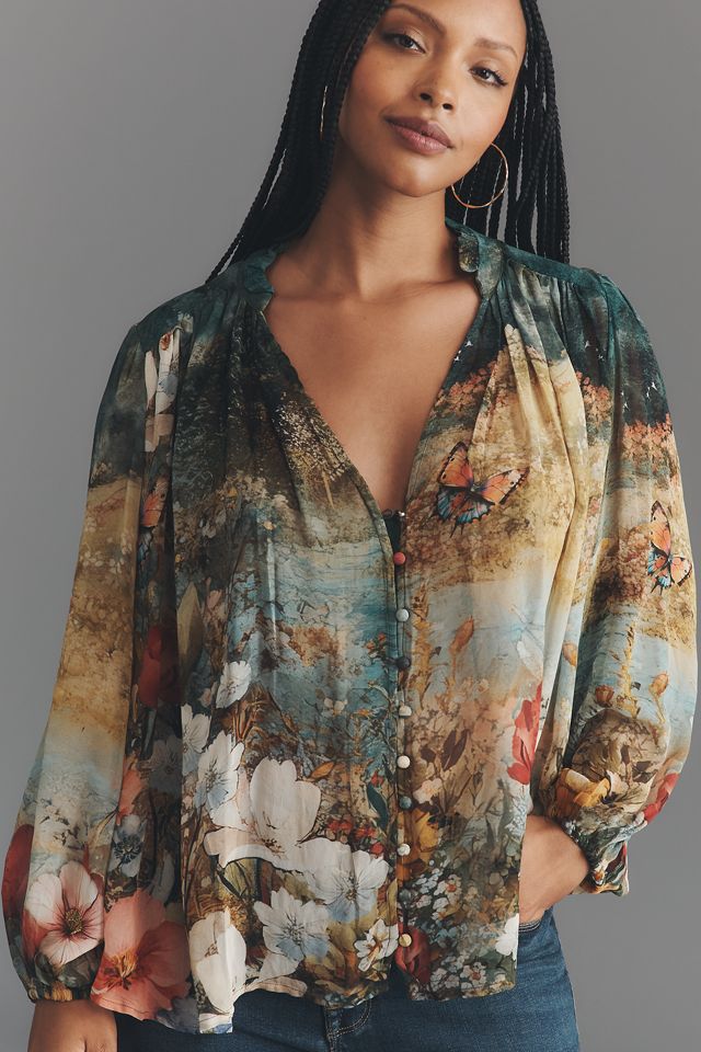 The Estela Sheer Printed Blouse #7