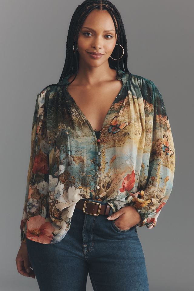 The Estela Sheer Printed Blouse #4