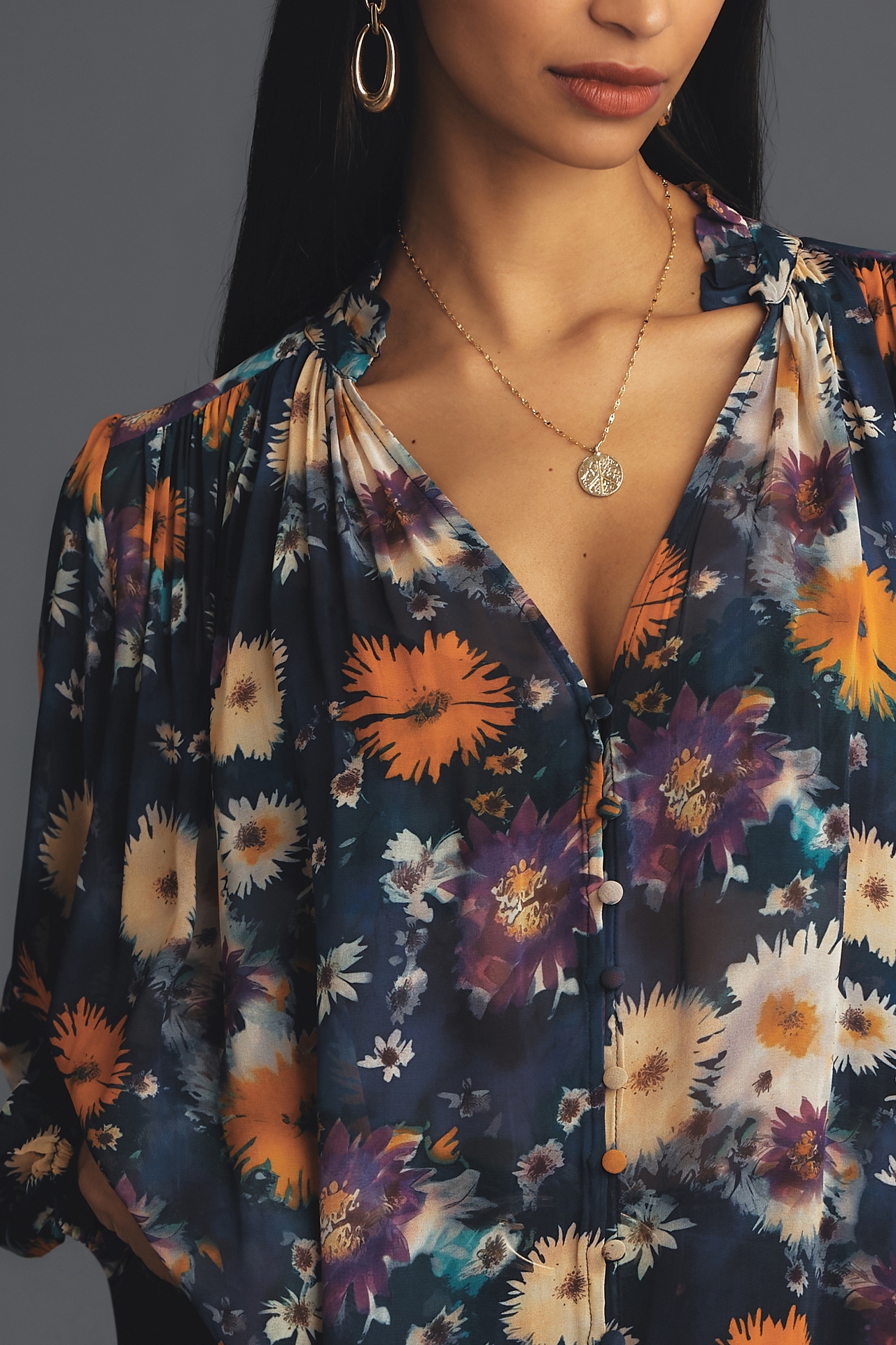 The Estela Sheer Printed Blouse