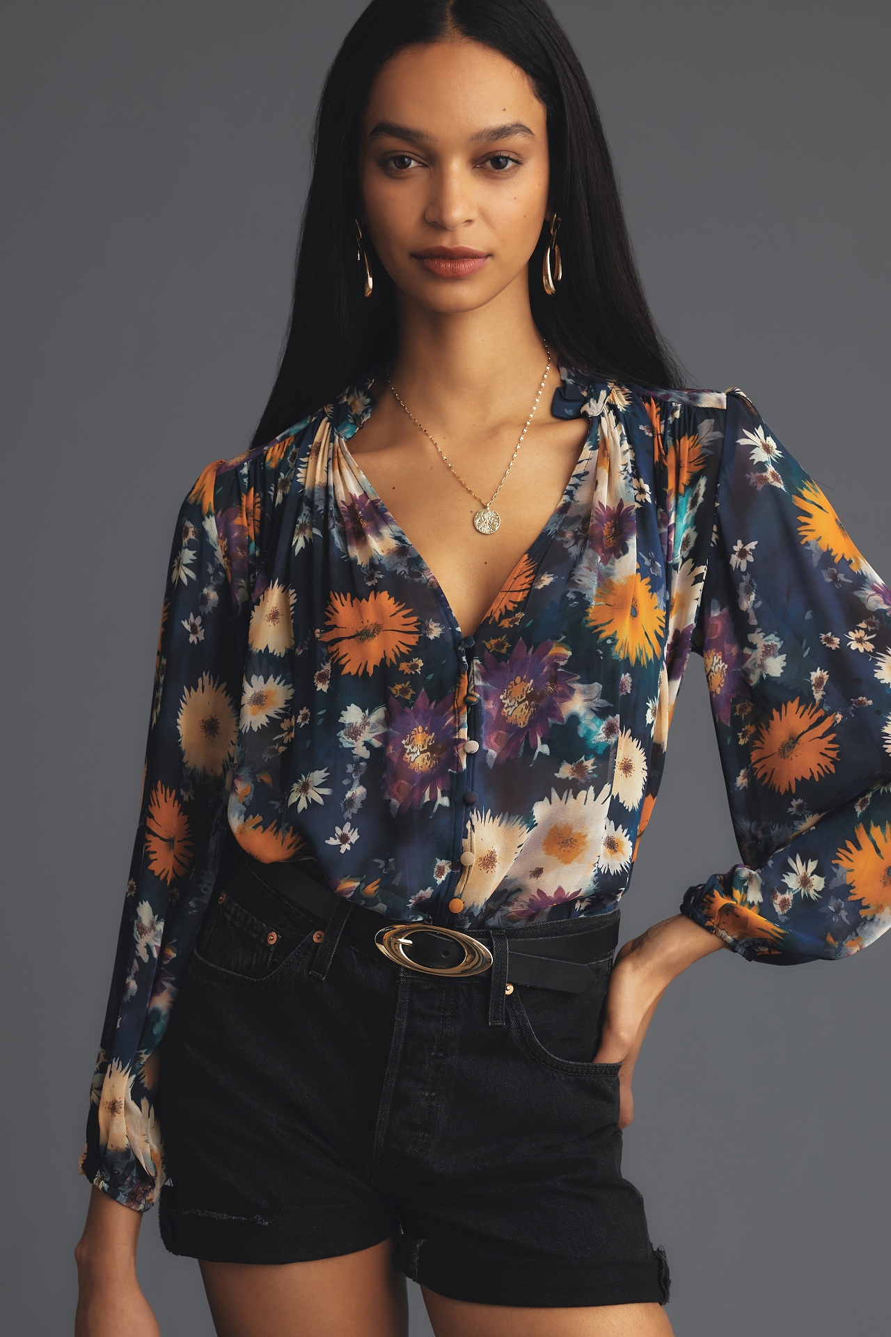 The Estela Sheer Printed Blouse