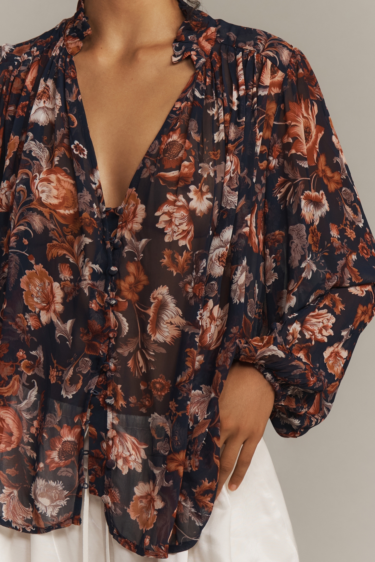 The Estela Sheer Printed Blouse