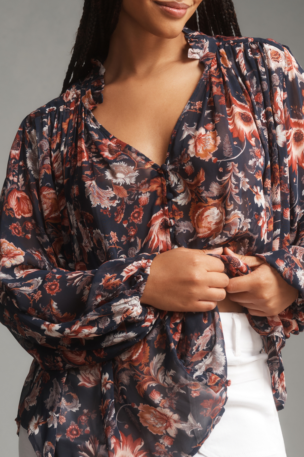 The Estela Sheer Printed Blouse