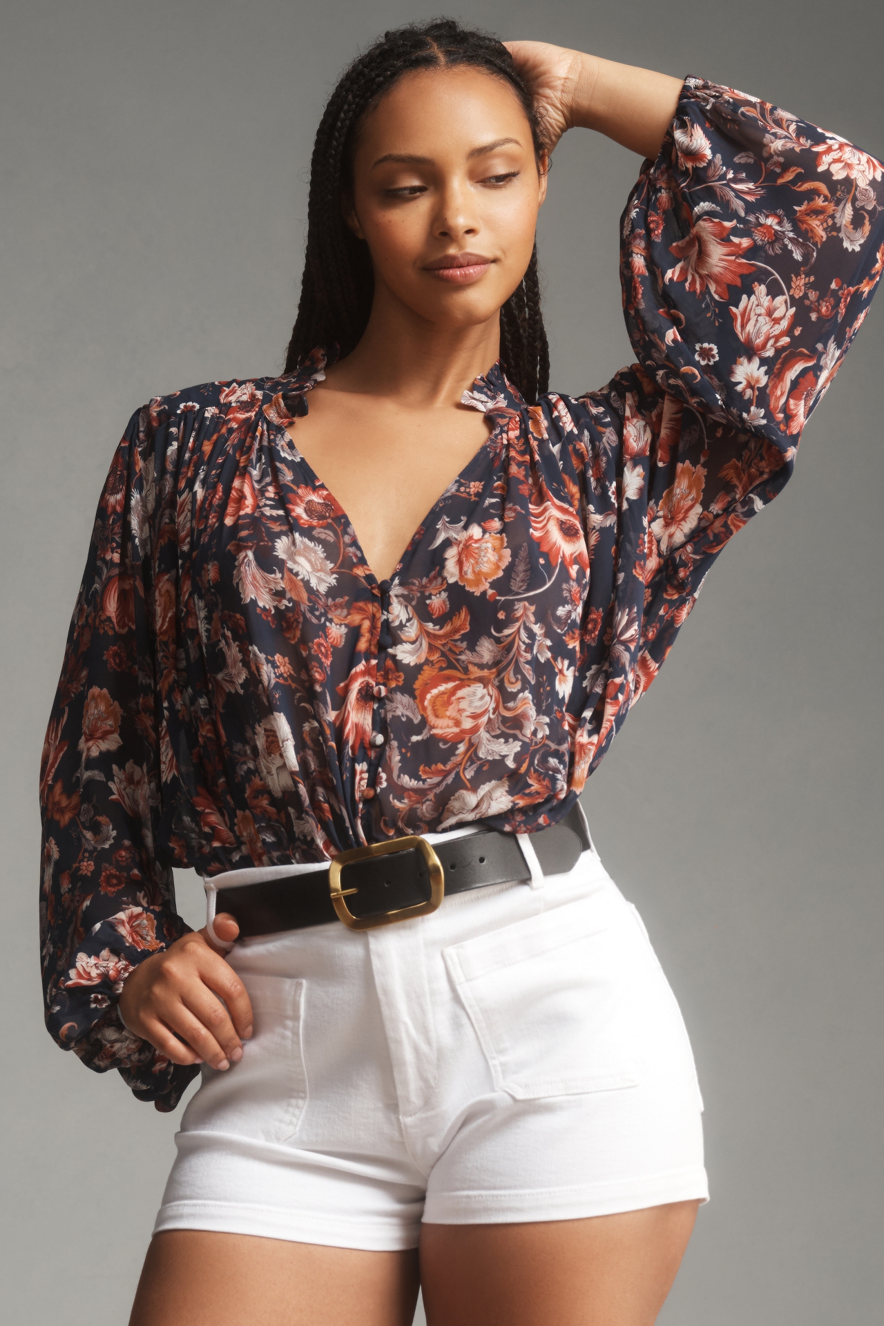 The Estela Sheer Printed Blouse