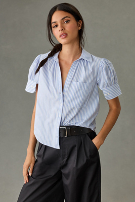 Anthropologie Contrast Button Down Blouse Top Patchwork Size Medium New