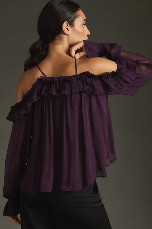 By Anthropologie Sheer Ruffled Blouse #2