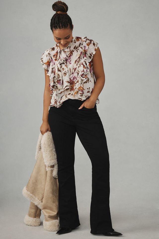 By Anthropologie Tie-Neck Sheer Ruffled Blouse #5