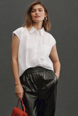 Maeve The Bennet Buttondown Shirt By : Sleeveless Edition In White