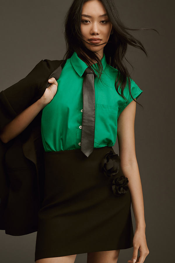 Maeve The Bennet Buttondown Shirt By : Muscle Tank Edition In Green