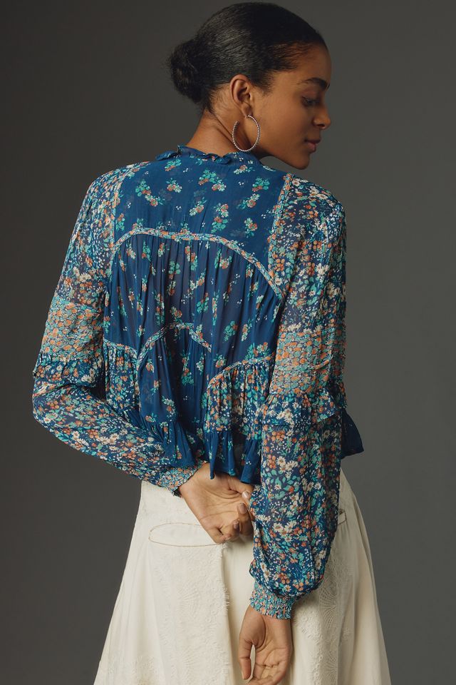 By Anthropologie Sheer Babydoll Blouse #1