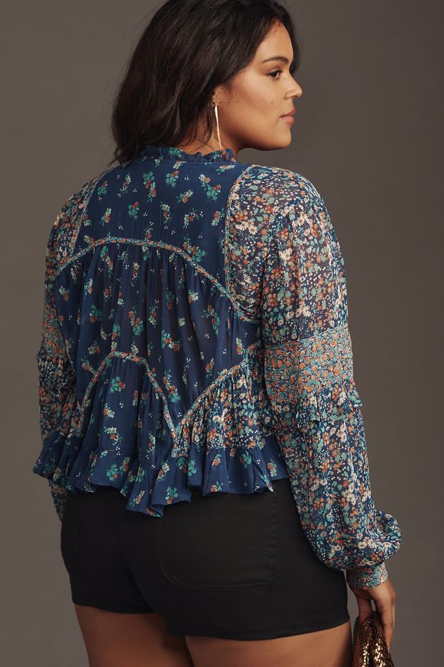 By Anthropologie Sheer Babydoll Blouse #4