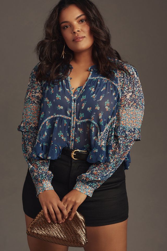 By Anthropologie Sheer Babydoll Blouse #3