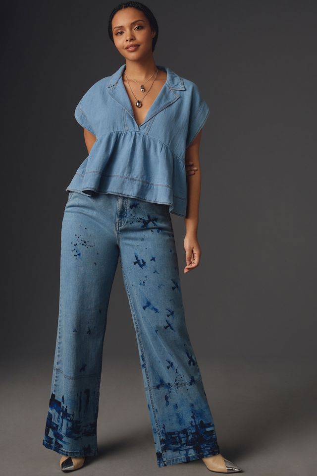Pilcro Sailor Denim Babydoll Blouse | Anthropologie