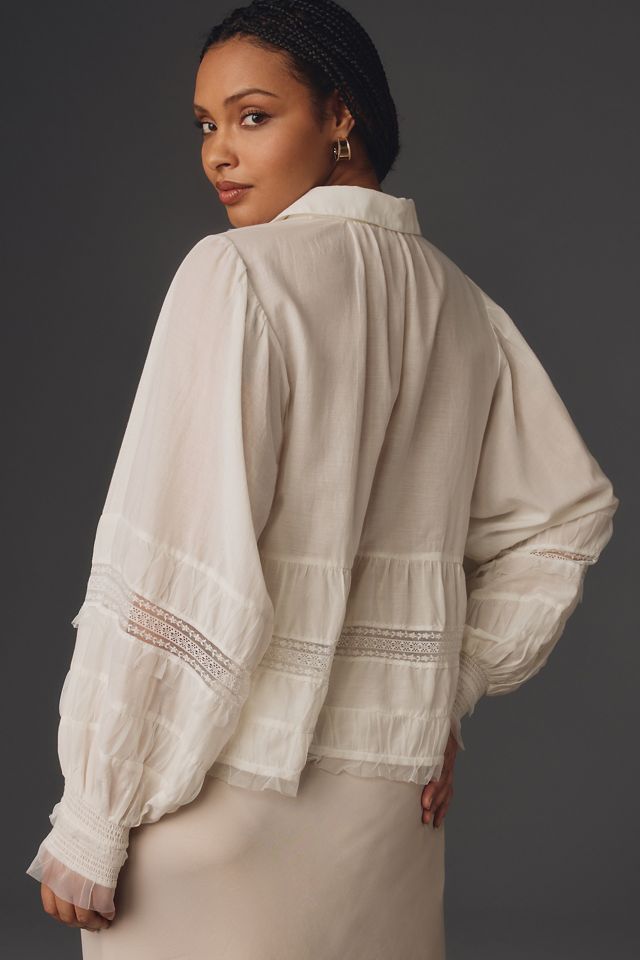 By Anthropologie Ruffled V-Neck Popover Blouse #5