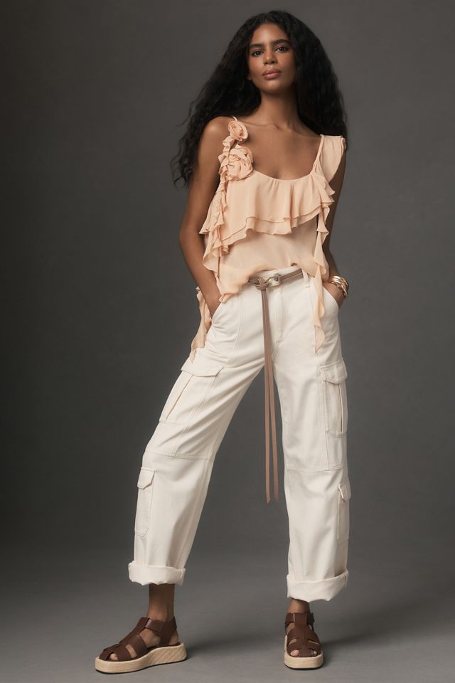 By Anthropologie Sheer Ruffled Tendrils Tank #1