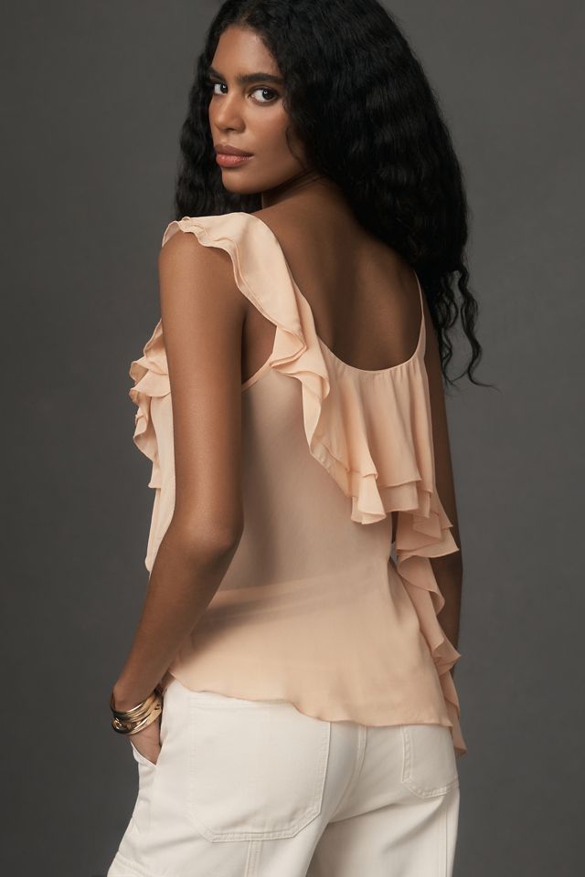 By Anthropologie Sheer Ruffled Tendrils Tank #3