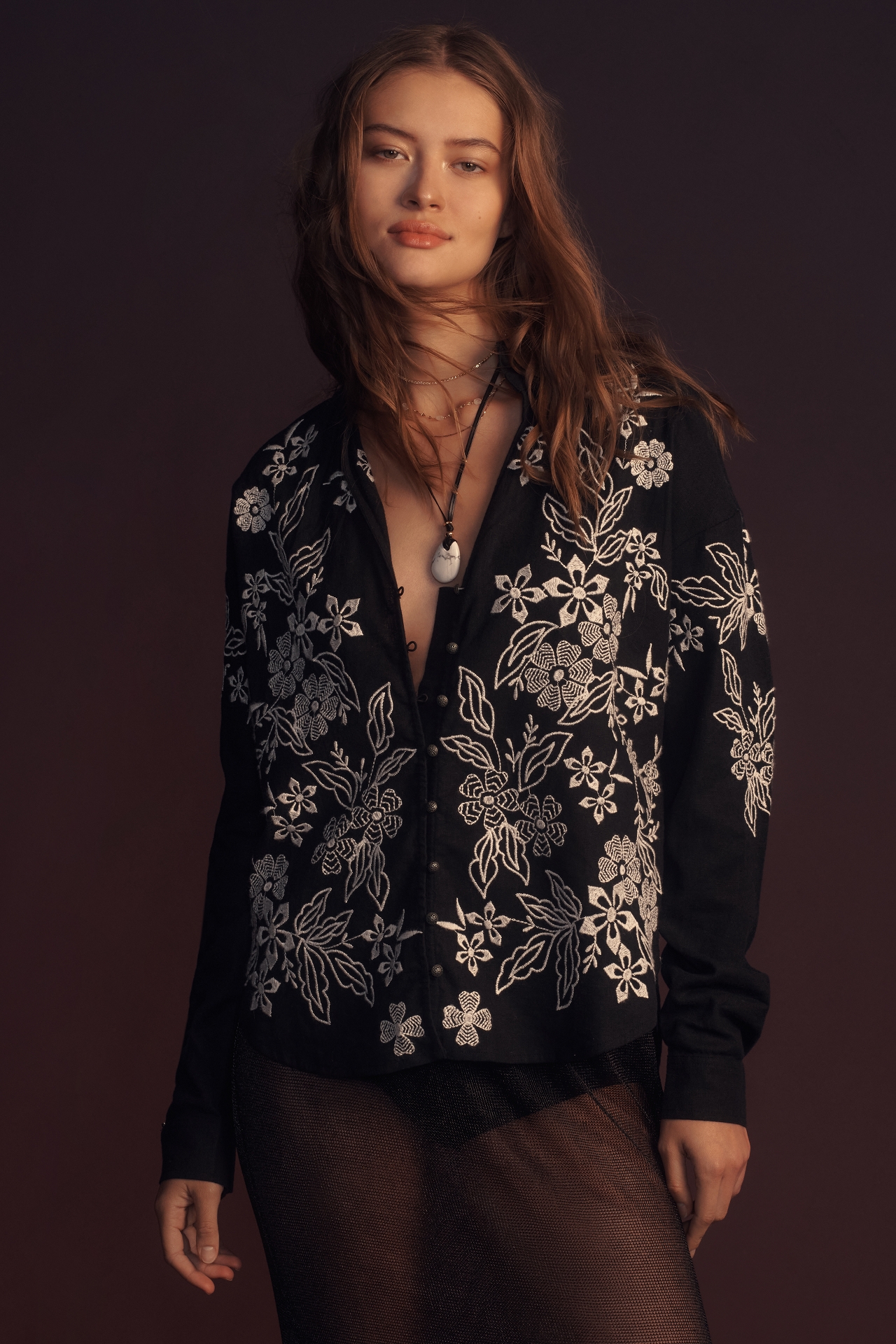 The Tavi Buttondown Blouse by Pilcro: Embroidered Edition