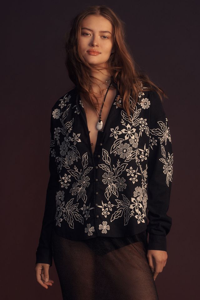The Tavi Buttondown Blouse by Pilcro: Embroidered Edition #2